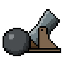 Fototapeta premium Pixelated illustration of a siege mortar cannon and heavy iron ball
