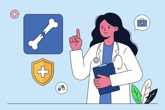 Medical Professional Explaining Orthopedic Health with Icons
