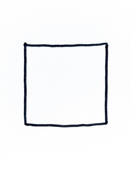 Hand drawn square frame on white paper provides a minimal outline box with clean negative space for design, mockup, layout, or abstract composition.