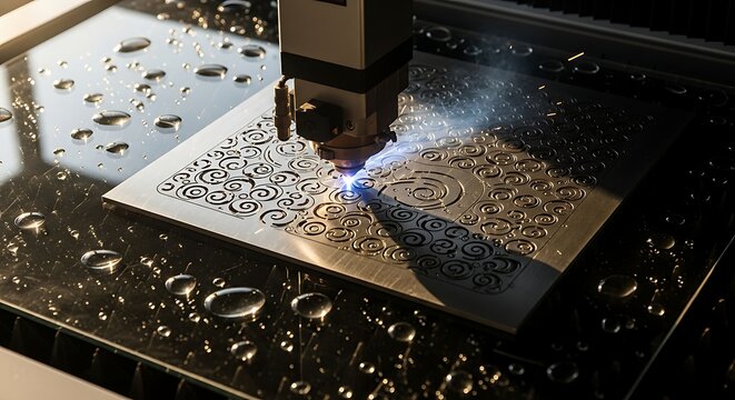 Industrial Laser Cutting Metal Plate with Intricate Circular Pattern