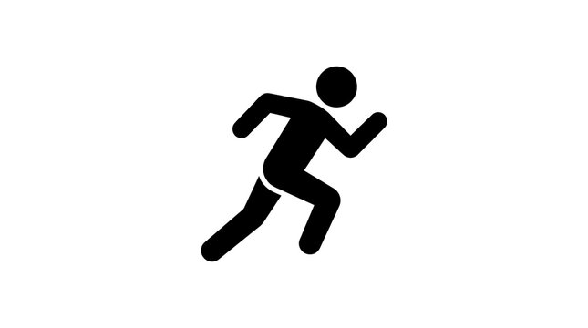 Running person icon. Simple vector silhouette of a human athlete in motion.