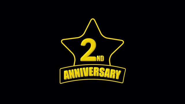 second anniversary celebration animation with elegant golden number, 2nd anniversary.
