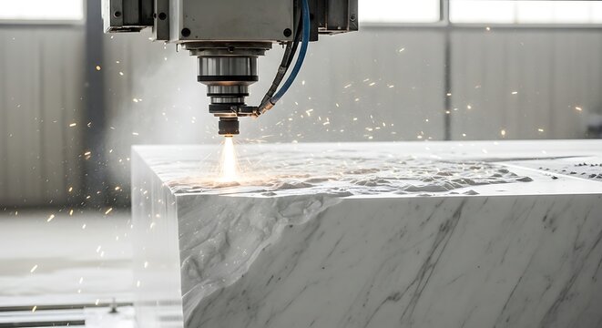 Industrial Cnc Plasma Cutter Engraving Marble Slab in Factory