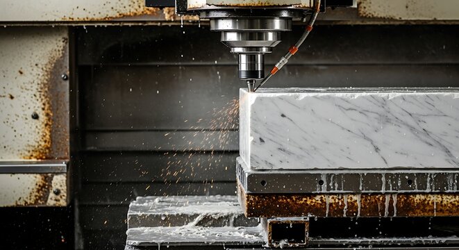 Industrial Cnc Milling Machine Cutting Marble Block