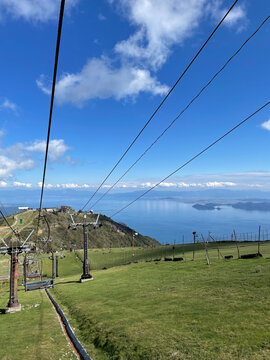 Chairlift Ride with Panoramic View of Lake Biwa from Mount Hira, Shiga, Japan