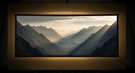 Fototapeta premium Golden Valley Landscape Seascape Displayed in Large Frame