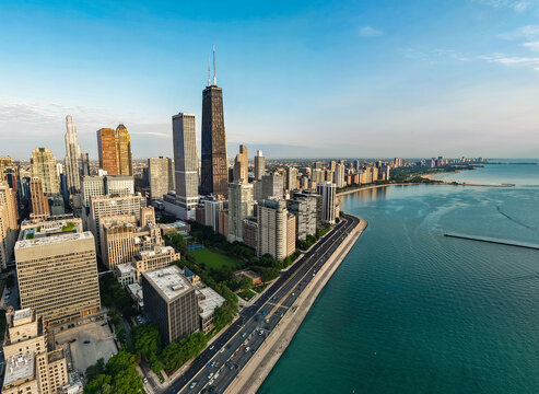 Chicago Lake Shore Drive in the morning