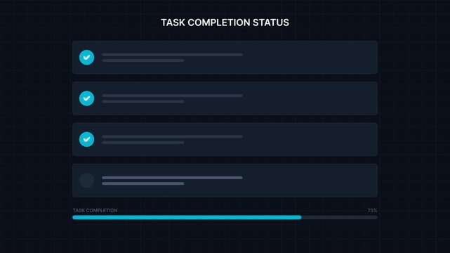 check list web template animation Cyber Neon Task Completion Interface Tech HUD 4K