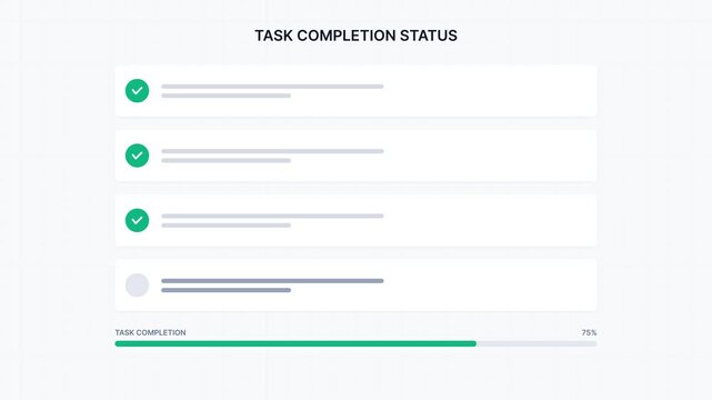 check list web template animation Sequential Checkbox Task Progress List UI 4K