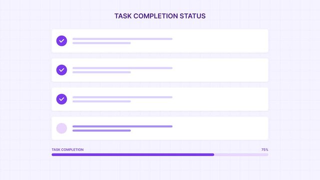 check list web template animation Modern Startup Checklist Violet Tasks Completion UI 4K