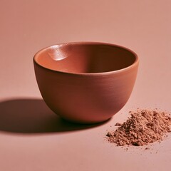 Obraz premium Handmade Terracotta Bowl with Visible Thumbprint and Clay Dust