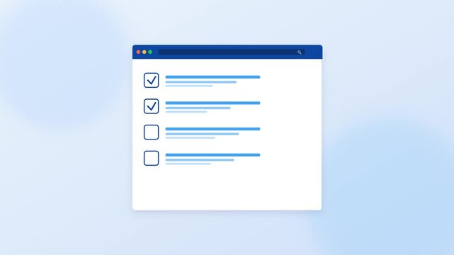 check list web template animation Corporate Task Management Interface Blue Minimal Business Loop 4K
