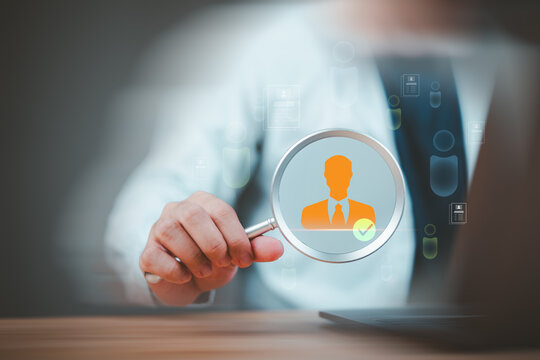 A recruitment manager reviews qualified candidates through digital screening, talent acquisition, employee selection, resume evaluation, workforce planning, hiring process, human resources technology.