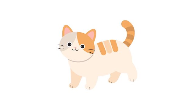 Suitable for pet products, cards, childrens items. Adorable orange tabby kitten in minimalist flat design for various creative projects.