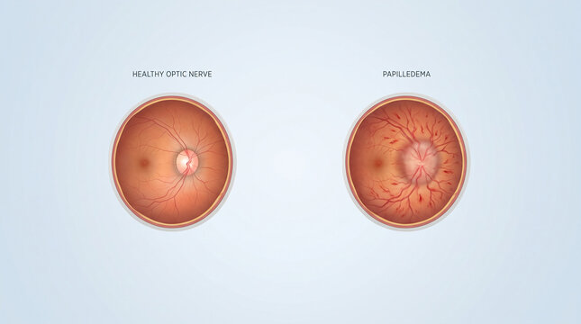 3D Retinal View of Healthy Optic Nerve Versus Papilledema