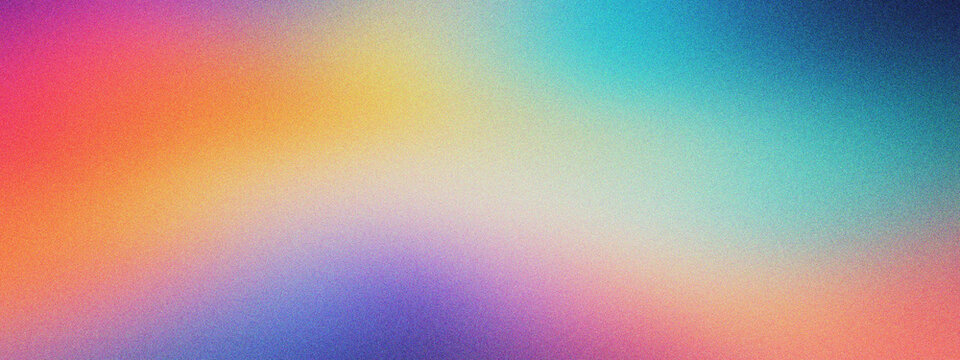 Vibrant rainbow gradient background with grainy texture, colorful abstract mesh blur wallpaper for digital marketing, soft multi color spectrum backdrop for creative web design and banners.