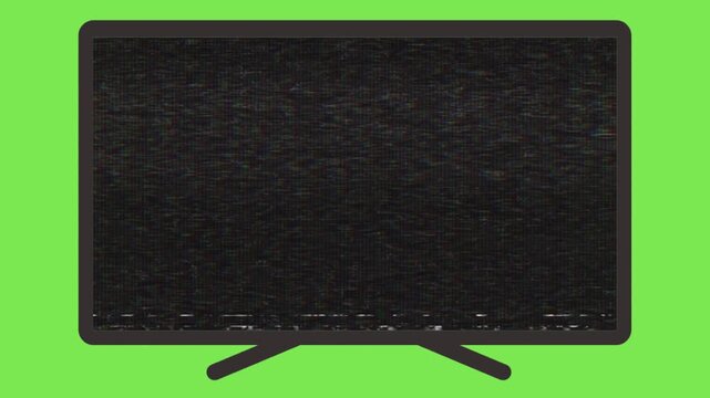 A flat screen television with a black blank display isolated on a bright green background, perfect for media and technology concepts