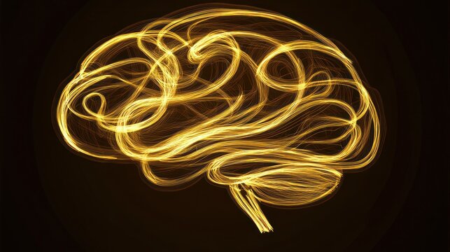 Golden brain illustration