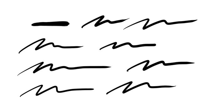 Handwritten black ink squiggles and abstract line markings with scribble handwritten abstract minimalist creative