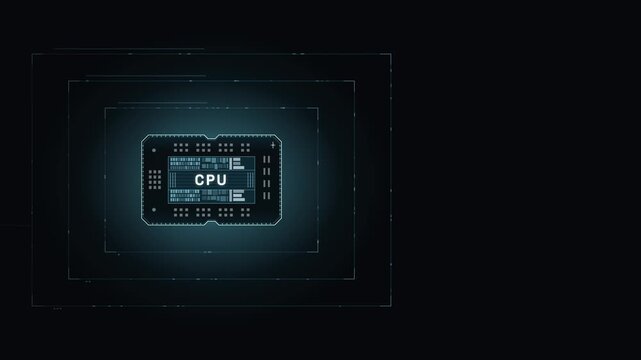 Dynamic visualization of a CPU chip with illuminated cache tiers showcasing a modern design in a tech-inspired aesthetic, featuring deep background and glowing accents in teal and white