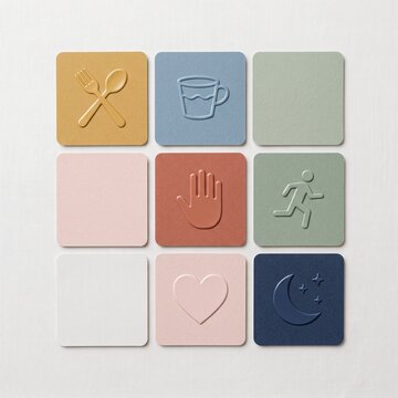 AI generated textured tactile communication cards for AAC and autism support isolated on white