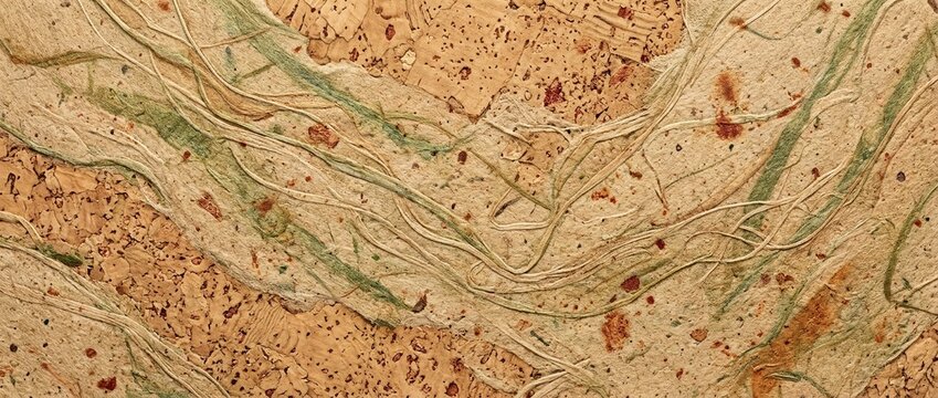 AI generated abstract sustainable recycled paper texture with organic fibers