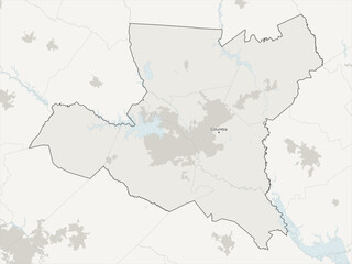 Obraz premium Columbia metropolitan area vector map with county boundaries, urban footprint and hydrography, South Carolina, USA