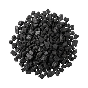 Black carbon filter media granules in a small pile  
