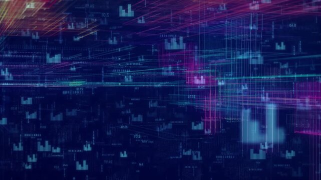 Abstract Financial Data Chart and Stock Market Digital Network Background Seamless Loop