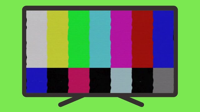 Retro television test pattern with colorful bars displayed on a vintage screen, evoking nostalgia for analog broadcasting era, perfect for design projects