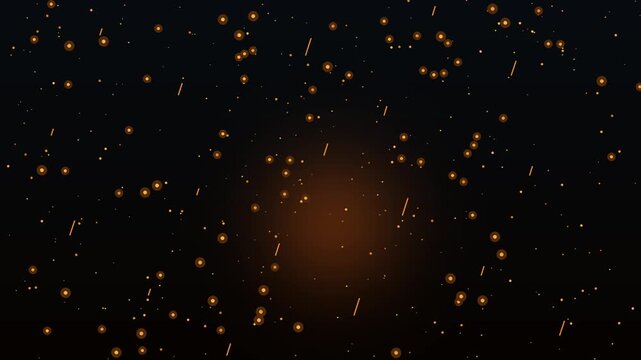 Elegant Golden Particles Floating on Dark Background