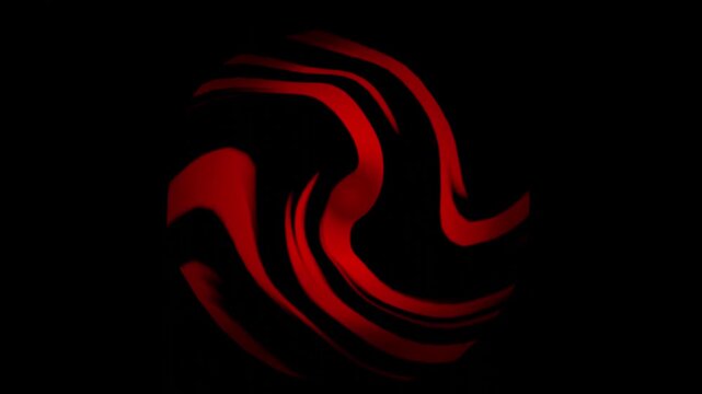 Seamless loop animation of an abstract circular red pattern waving dynamically like a dark fluid liquid