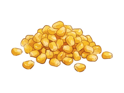 Appetizing sweet corn illustration with glossy golden kernels, fresh juicy texture and vibrant food styling ／ シズル感のあるとうもろこしのイラスト、艶のある黄金色の粒とみずみずしい質感を表現した美味しそうなフードイラスト
