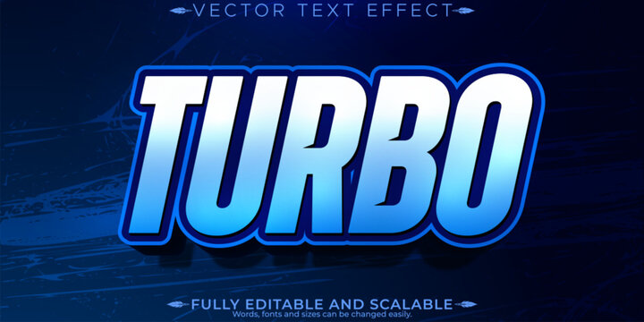 Turbo text effect, editable blue and racing text style