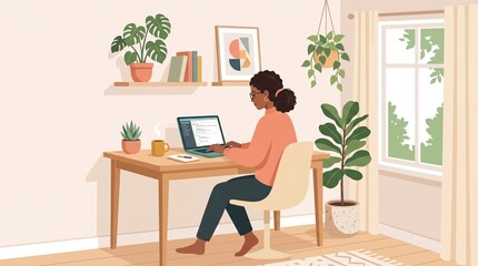 Fototapeta premium Modern Work From Home Concept Illustration