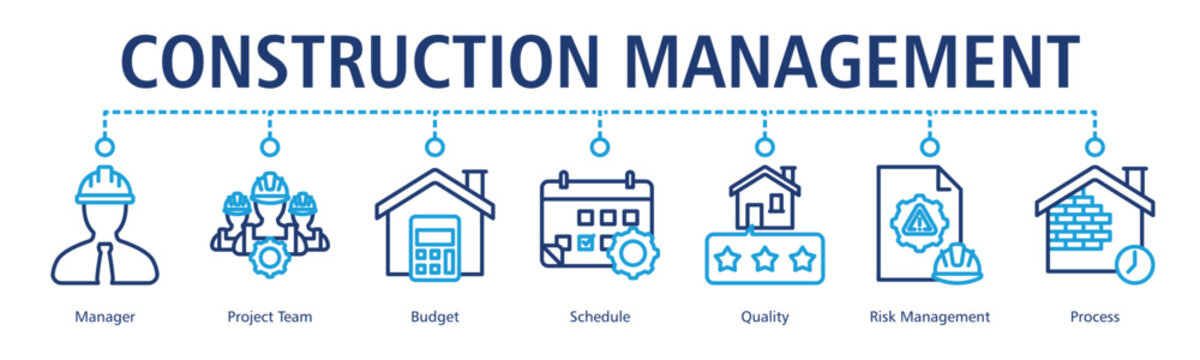Construction Management Web Banner web banner icon vector illustration