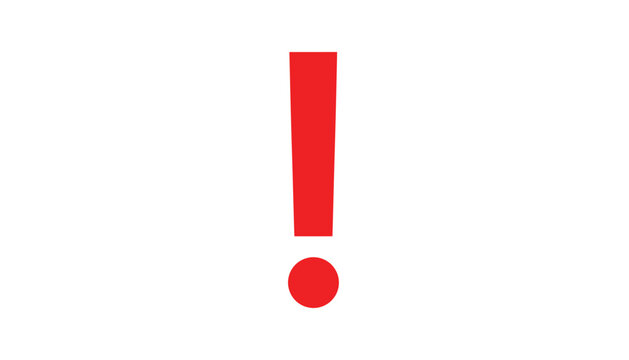 Bright red exclamation mark symbol indicating important alert or warning.