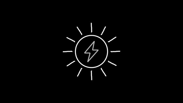 Abstract Battery charging animation with power icon isolated on a white background. Battery with lightning bolt, energy storage, electrical power, renewable energy, tech interface 4k stock video.