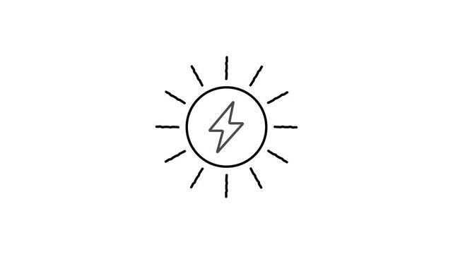 Abstract Battery charging animation with power icon isolated on a white background. Battery with lightning bolt, energy storage, electrical power, renewable energy, tech interface 4k stock video.