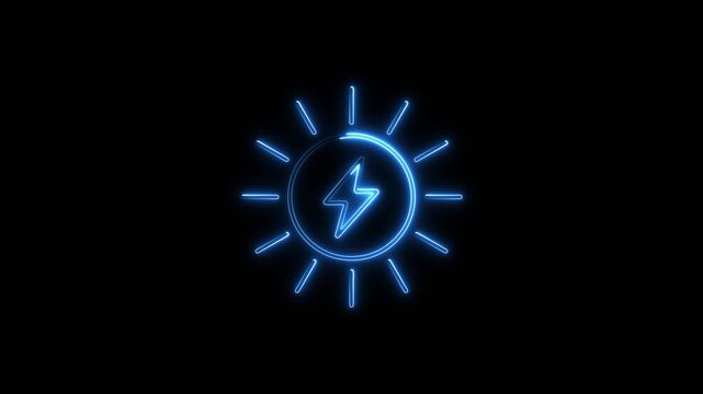 Abstract Neon Battery charging animation with power icon isolated on a white background. Battery with lightning bolt, energy storage, electrical power, renewable energy, tech interface 4k stock video.
