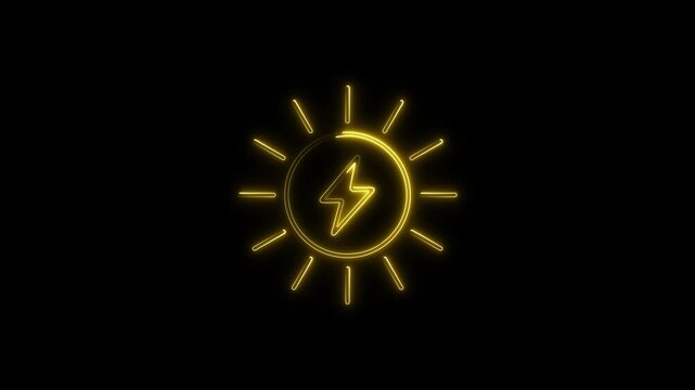 Abstract Neon Battery charging animation with power icon isolated on a white background. Battery with lightning bolt, energy storage, electrical power, renewable energy, tech interface 4k stock video.