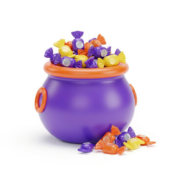 Halloween cauldron full of candy
