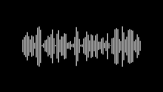 line animation featuring an animated audio sound wave and voice spectrum visualization. Clean waveform equalizer with smooth pulse motion, ideal for podcasts, music, voice recording,