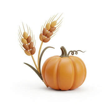 Autumn harvest pumpkin and wheat illustration