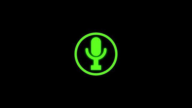 microphone sound icon animation featuring a clean audio symbol with subtle sound wave pulse. Ideal for voice recording, podcasting, broadcasting, live streaming, speech recognition, music,