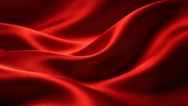 Abstract grainy background with luxurious flowing crimson red silk fabric waves and elegant satin drapery for premium creative product presentation design backdrops.