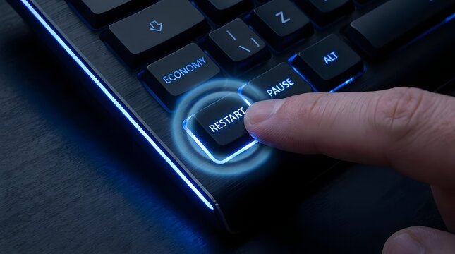 Finger pressing restart key on backlit keyboard