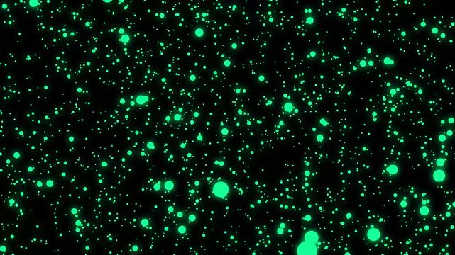 High-quality abstract animation featuring thousands of glowing white particles floating across a black background. Ideal for snowfall effects, dust overlays, bokeh, stars, magical atmospheres, festive