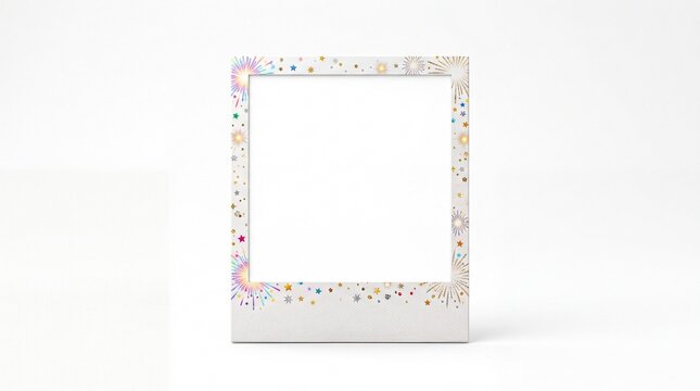 Instant photo frame with colorful fireworks and stars design