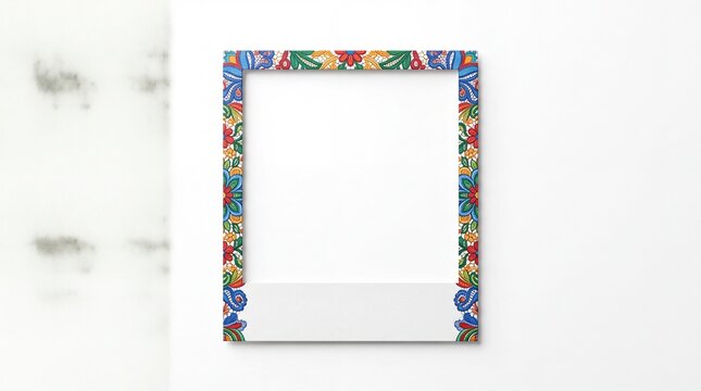Decorative photo frame with colorful mexican floral pattern